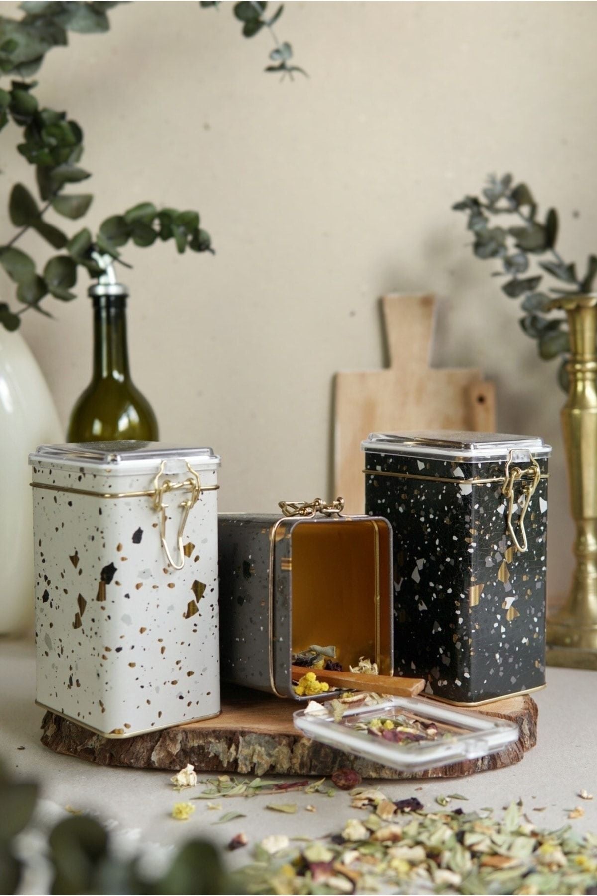 Erb21u4 Dikdörtgen Kilitli Saklama Kabı 75x100x150 3 Lü Set, Terrazo