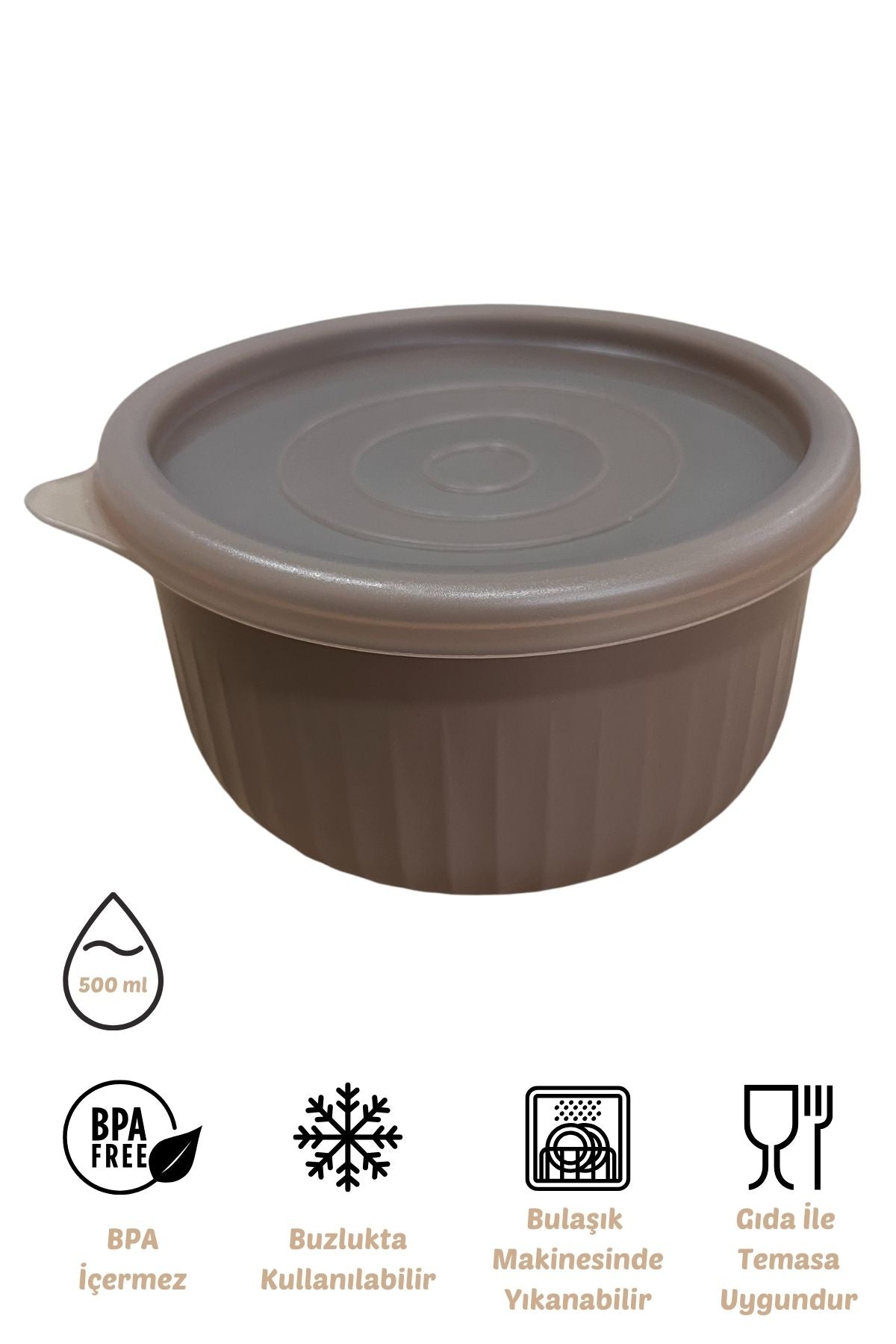 x VipAhmet Vakumlu Saklama Kabı, 0,50 lt, Toprak