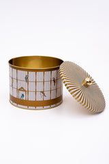 Bird Cage Desenli Yuvarlak Metal Saklama Kabı 14 Cm, Erzak Kabı - Organizer 17,5 Cm X 13 Cm Er145-t7