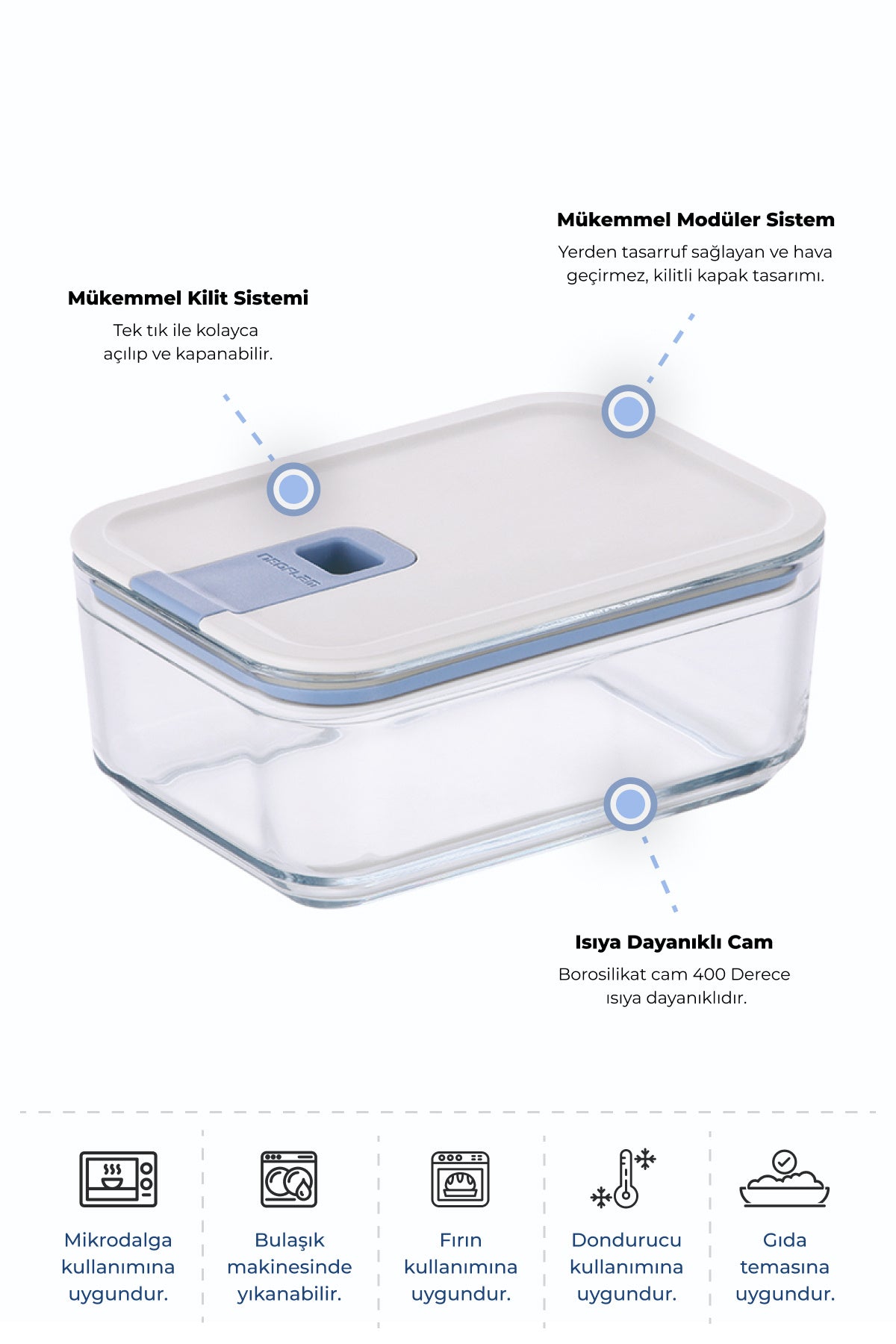 Neoflam Perfect Seal Cam Saklama Kabı 750Ml