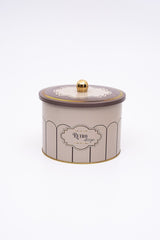 Retro Desenli Yuvarlak Metal Saklama Kabı 14 Cm, Erzak Kabı - Organizer 17,5 Cm X 13 Cm Er145-u6