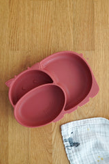 Bebek Bölmeli Silikon Mama Tabağı, Platinum Silikon, 14 x 21 x 3 cm