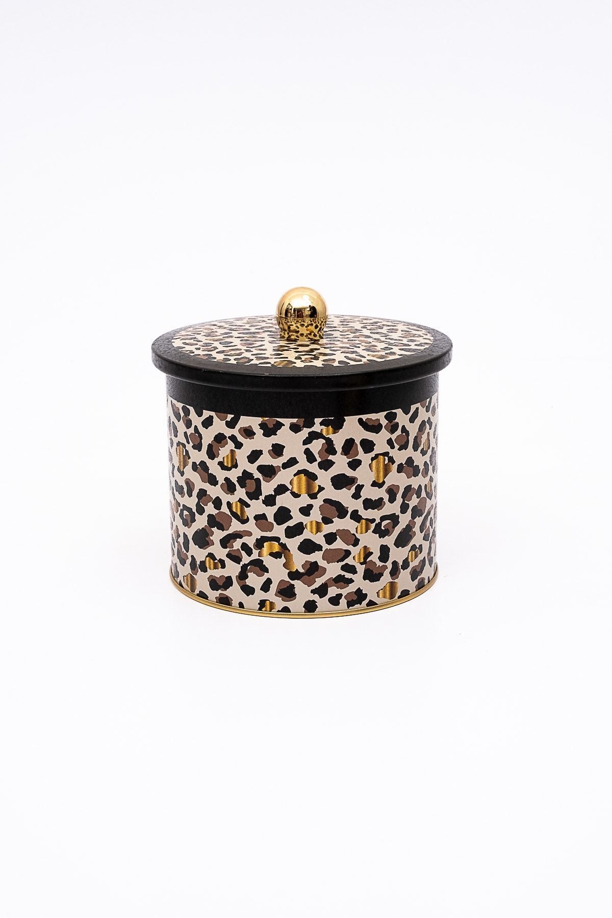 Leo Desenli Yuvarlak Metal Saklama Kabı, Erzak Saklama Kabı - Organizer 14 Cm X 12,5 Cm Er142-v4