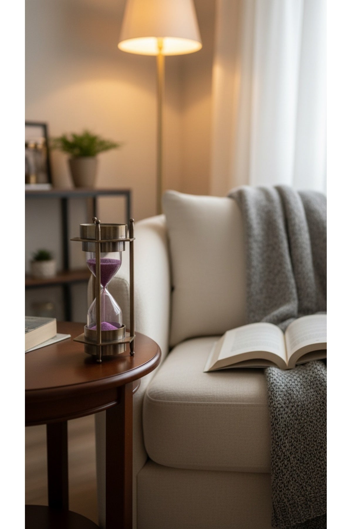 Ahşap Hediye Kutulu Pusulalı Kum Saati 12 cm Eskitme Metal Denizci Çapa Temalı Masaüstü Aksesuar