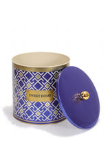 Ef147-93 Turkish Blue_swt Home Desenli Yuvarlak Metal Saklama Kabı 17.5 Cm