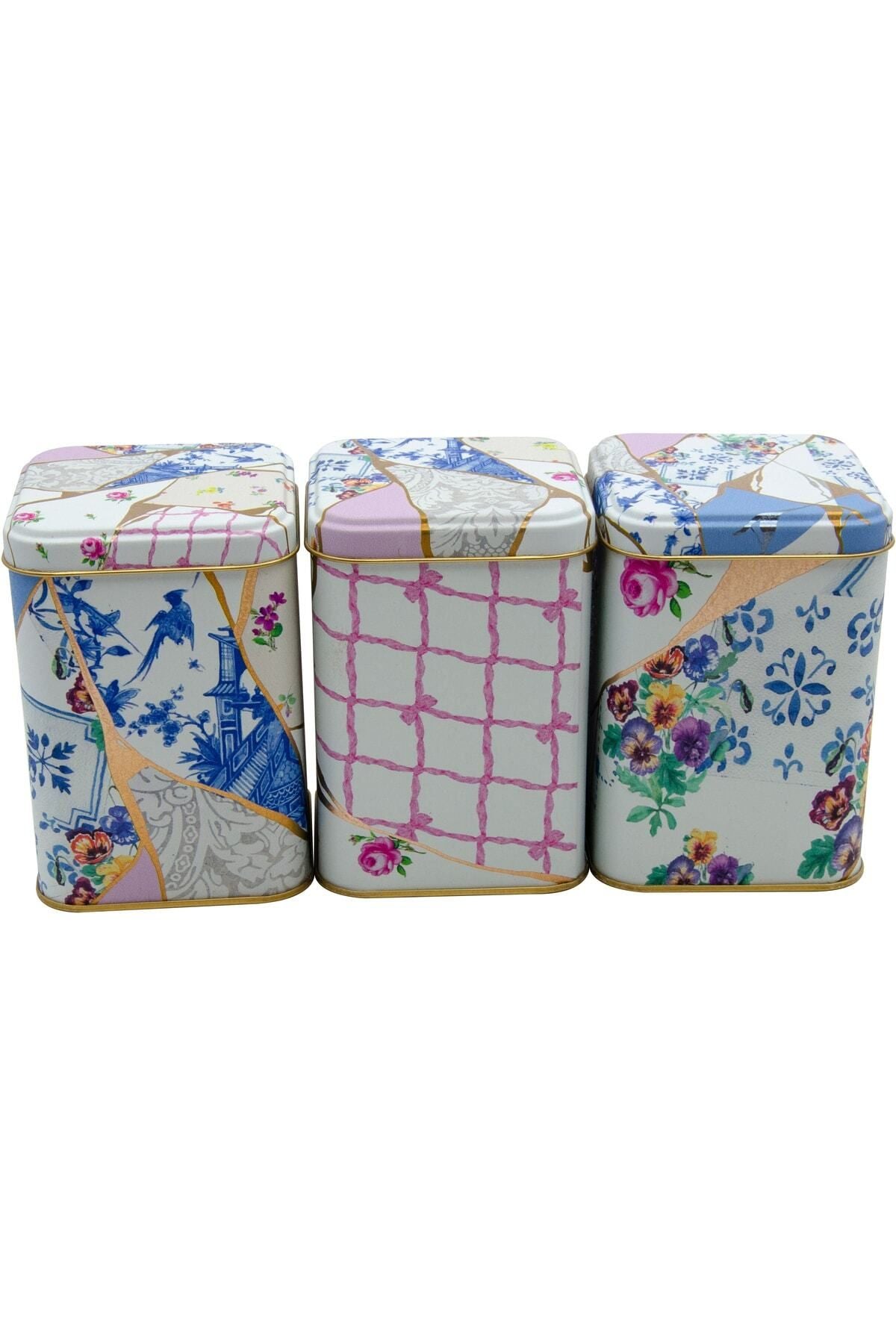 Erb25u5 Kare Metal Saklama Kabı 87x87x125, 3 Lü Set, Kint Sugi