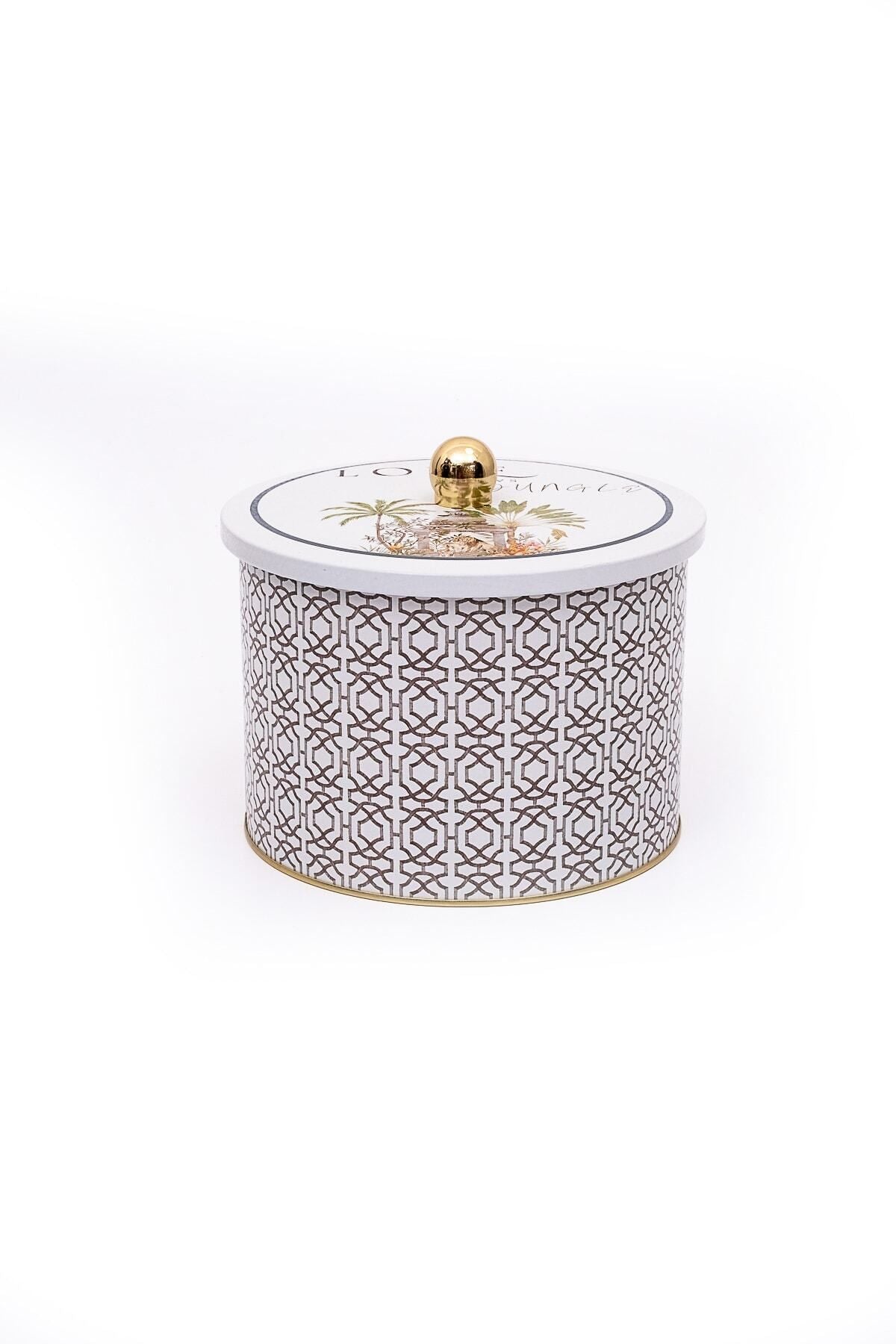 Forrest Desenli Yuvarlak Metal Saklama Kabı 14 Cm, Erzak Kabı - Organizer 17,5 Cm X 13 Cm Er145-2g