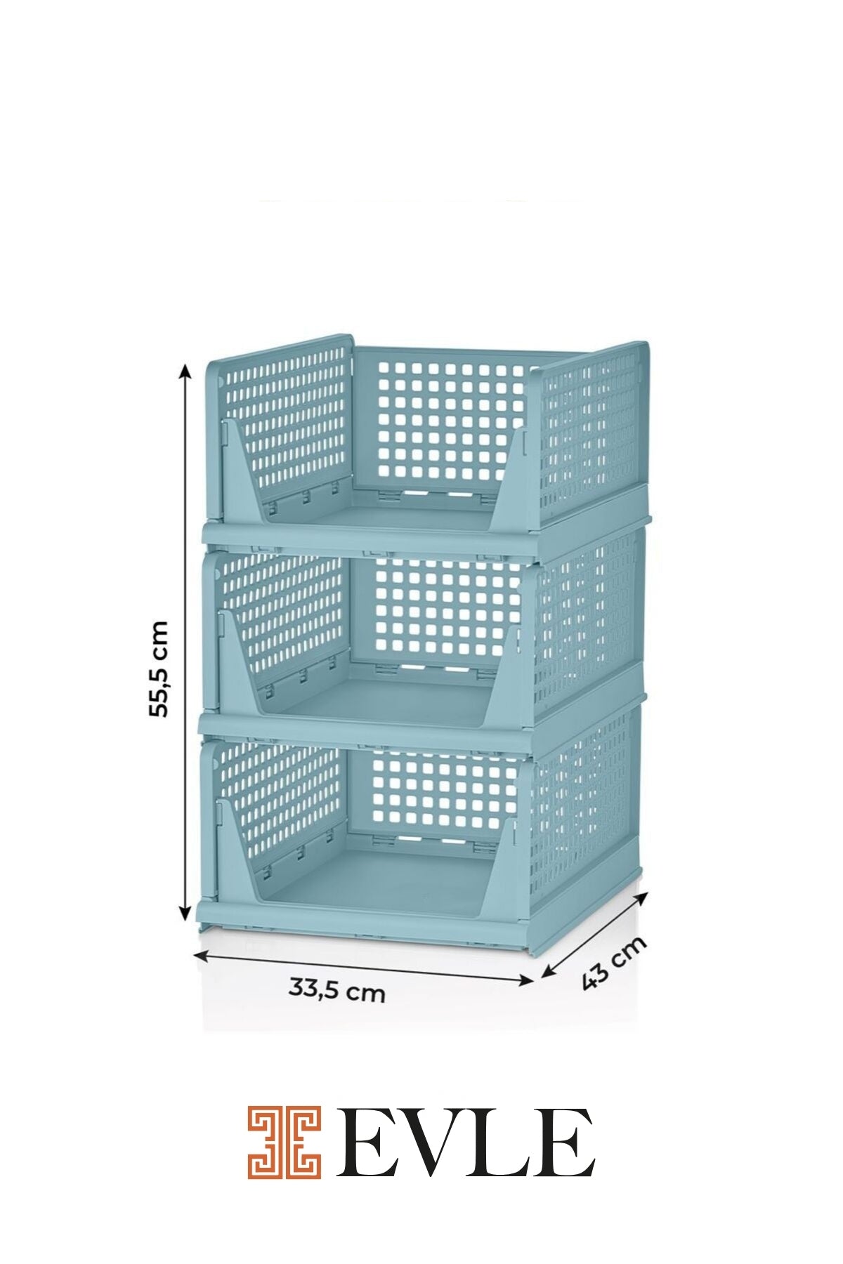 Evle Fold & Go Katlanır 3lü Organizer Kayar Raf, Mavi