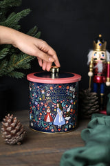 Tales Desenli Yuvarlak Metal Saklama Kabı, Erzak Saklama Kabı 14 Cm X 15 Cm Er143-9a