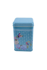 Ef022-d9 Blooming Blue Desenli Kare Metal Saklama Kabı 11x11 Cm