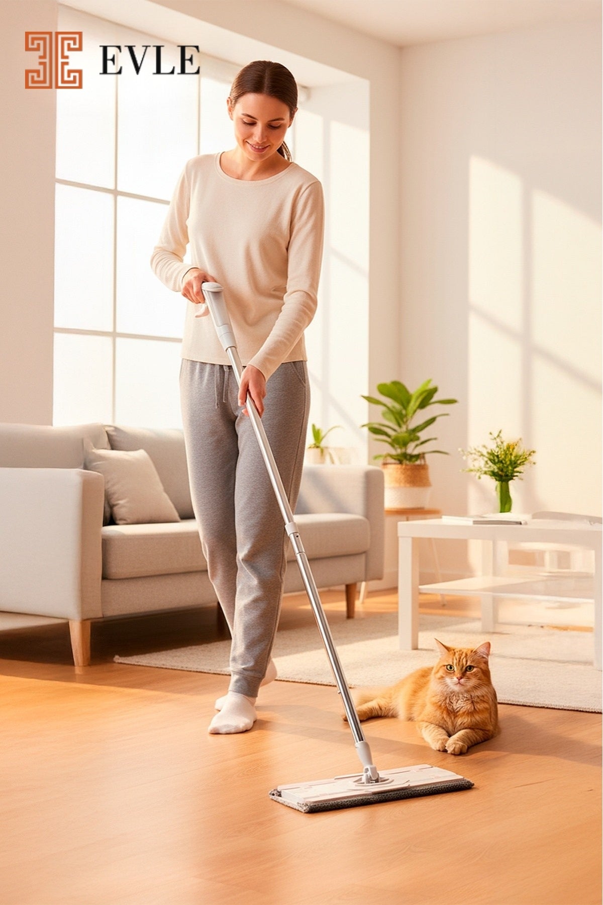 Lavine Mandallı Sprey Mop – Kompakt Gövdeli, Mikrofiber Bez Uyumlu (4XL Bez Destekli)