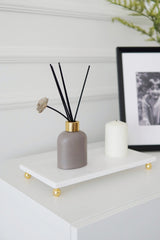 Evle Beyaz Mermer Dikdörtgen Sunum Tepsisi 30x15 cm