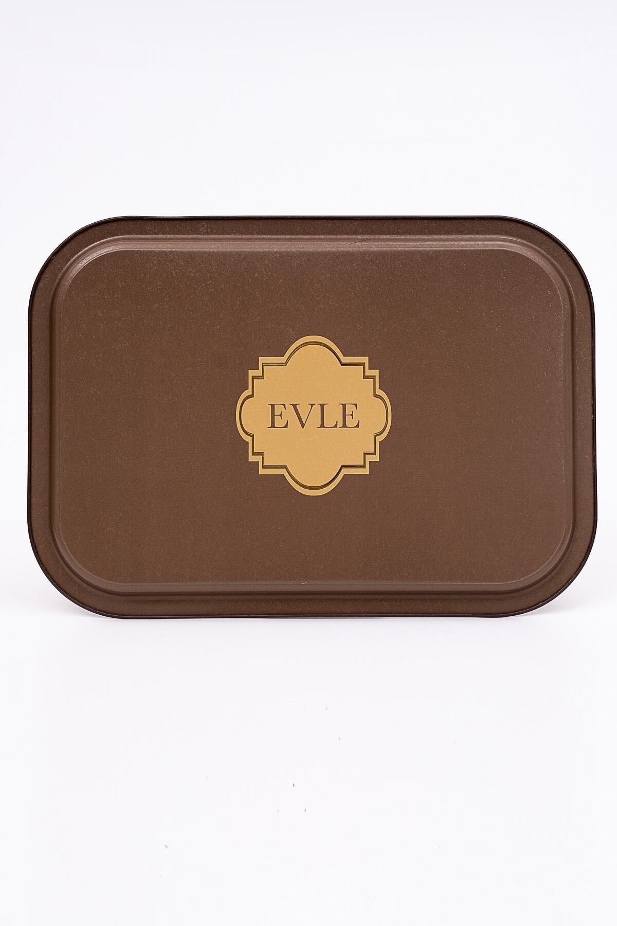 Retro Desenli Metal Tepsi - Çay Kahve Tepsisi - Sunum Tepsisi 28 Cm X 40 Cm Ee164-u6