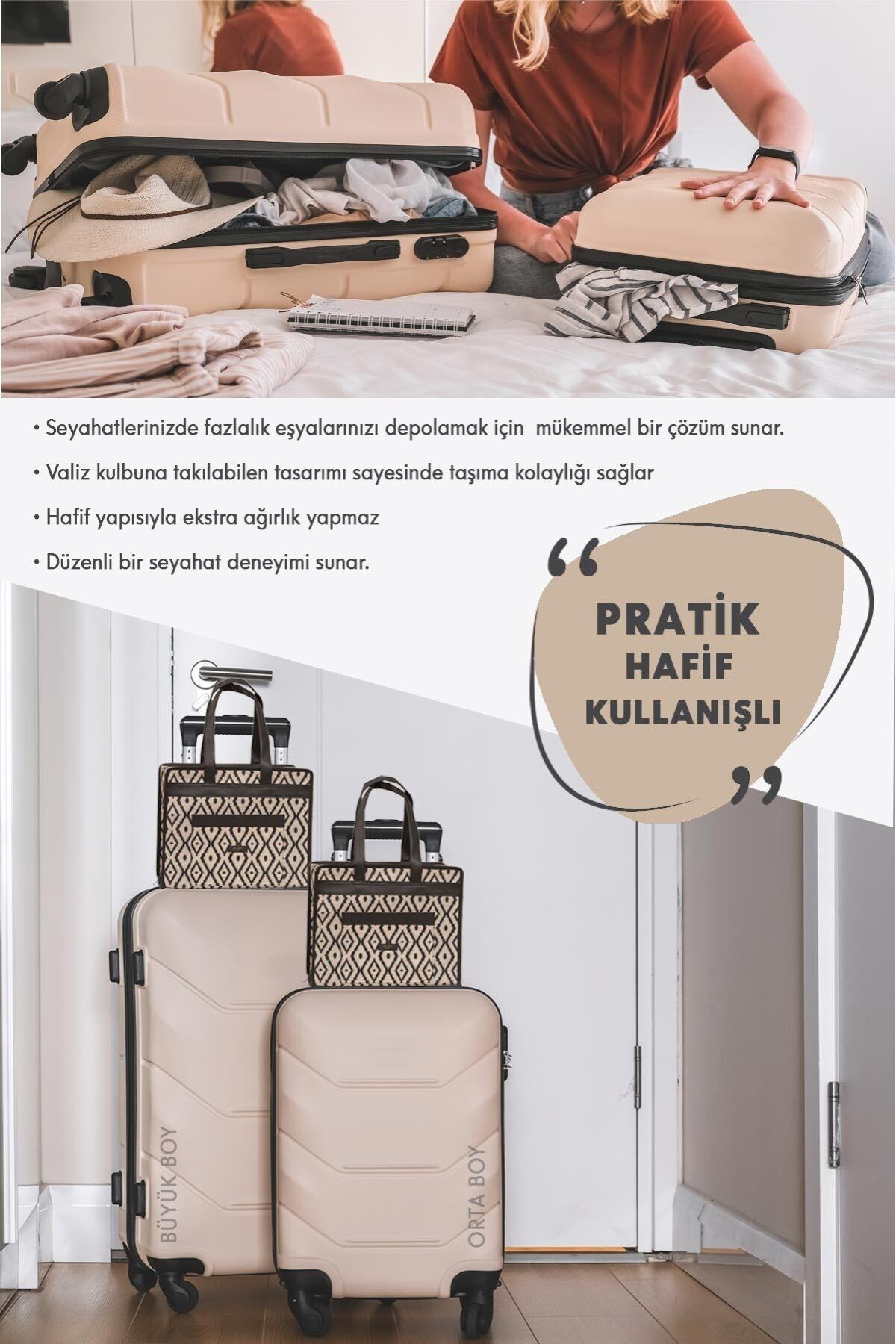 Bohe Çok Amaçlı Seyahat ve Ayakkabı Çantası – Hafif, Pratik, Şık Tasarım