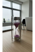 Evle Gümüş Rengi Çift Pusulalı Kum Saati 20 cm Modern Metal Çerçeve Lüks Ofis Hediyelik Aksesuar