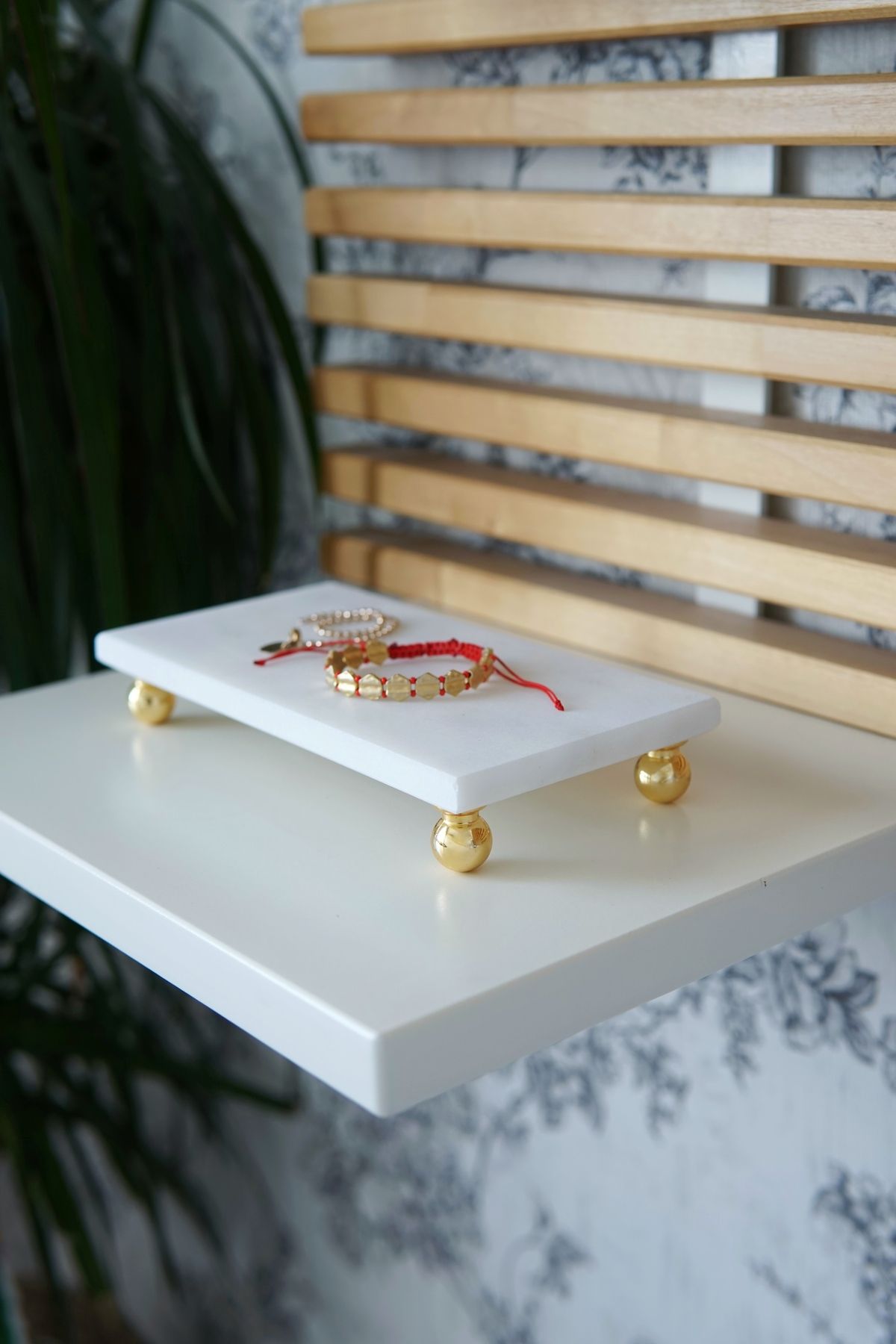 Beyaz Mermer Dikdörtgen Sunum Tabağı 20x10 cm | Takılık & Dekoratif Stand