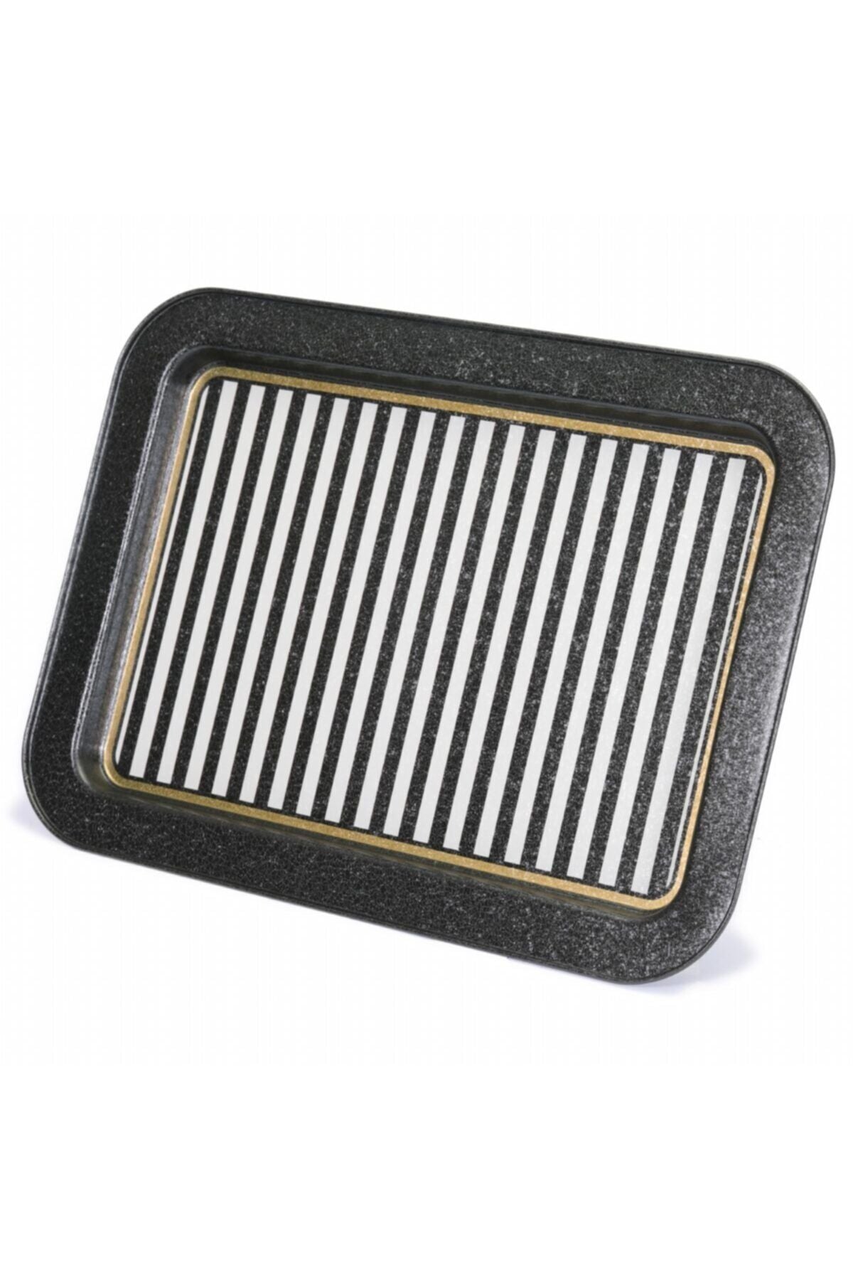 Ef169-45 Line Black_swt Home Desenli Dikdörtgen Tepsi 32x43 Cm