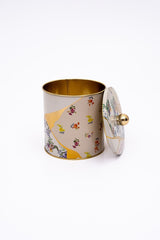 Kint Sugi Desenli Yuvarlak Metal Saklama Kabı, Erzak Saklama Kabı 14 Cm X 15 Cm Er143-3i