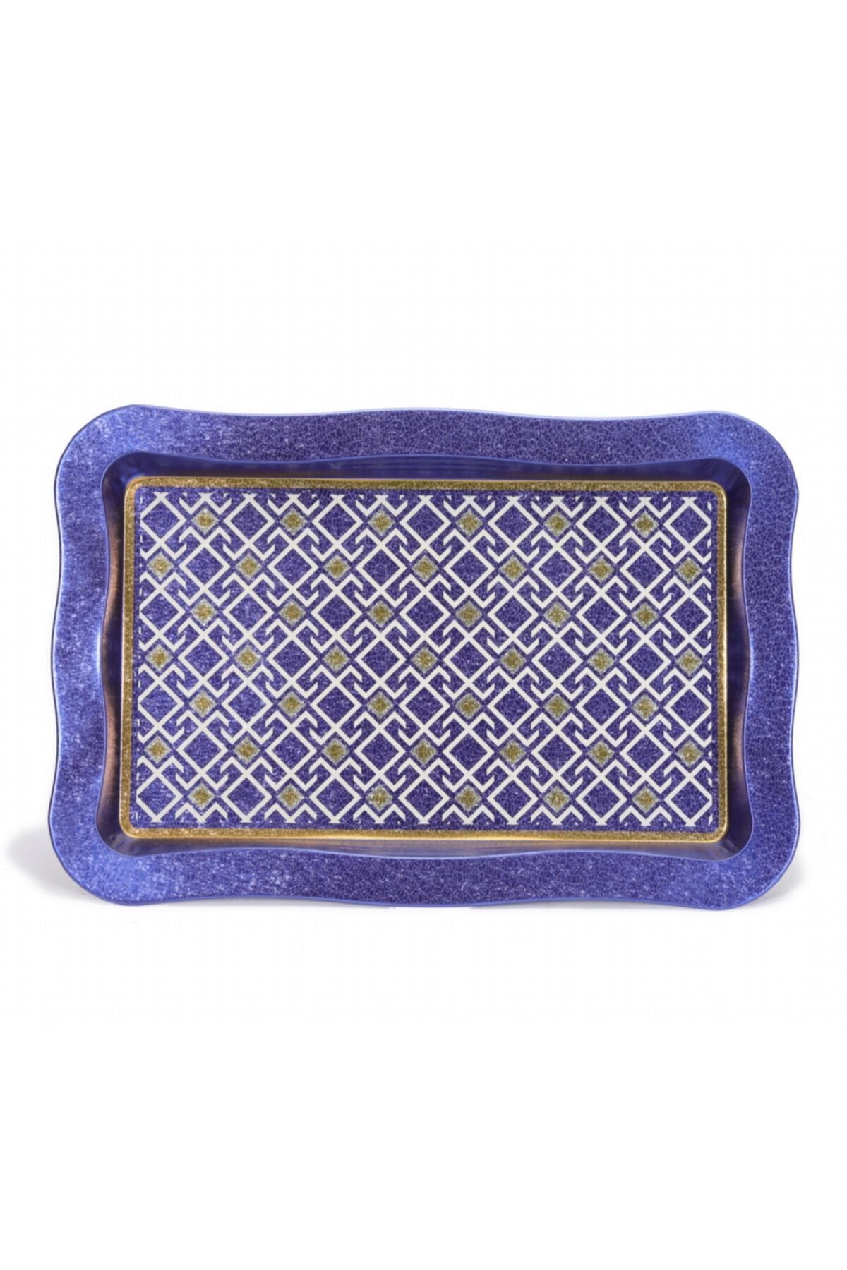 Ef165-93 Turkish Blue_swt Home Desenli Dikdörtgen Tepsi 24x36 Cm