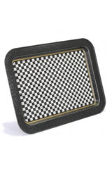 Ef169-17 Checkers Black_swt Home Desenli Dikdörtgen Tepsi 32x43 Cm