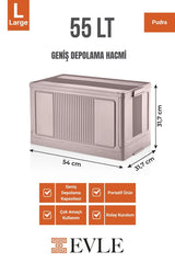Çok Amaçlı Modüler Kasa, İstiflenebilir Organizer Düzenleyici 55 lt, 54 x 31,7 x 31,7 cm, Pudra