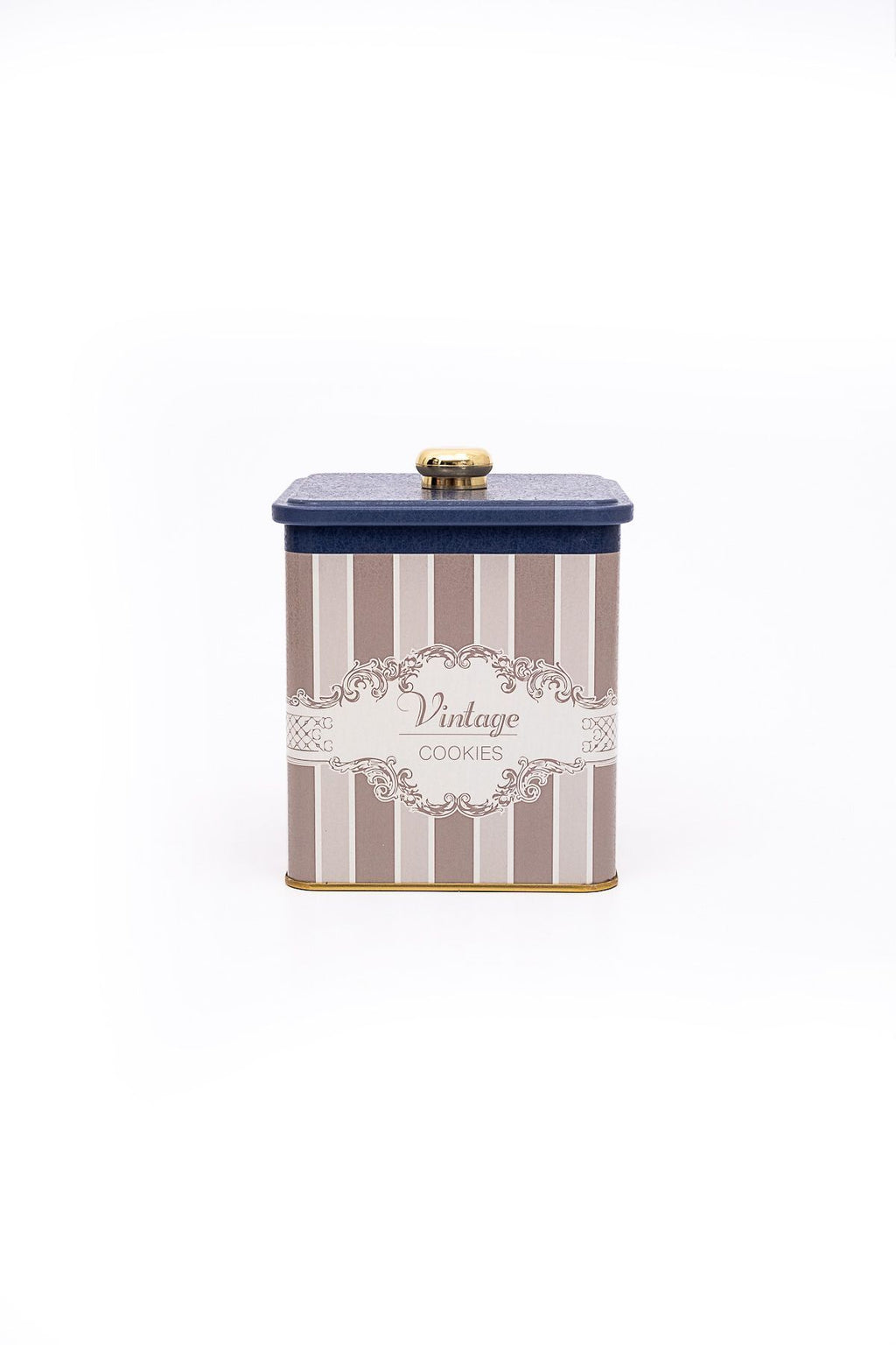 Er023-5j Elegance Cookies Desenli Kare Metal Saklama Kabı 12x12 Cm