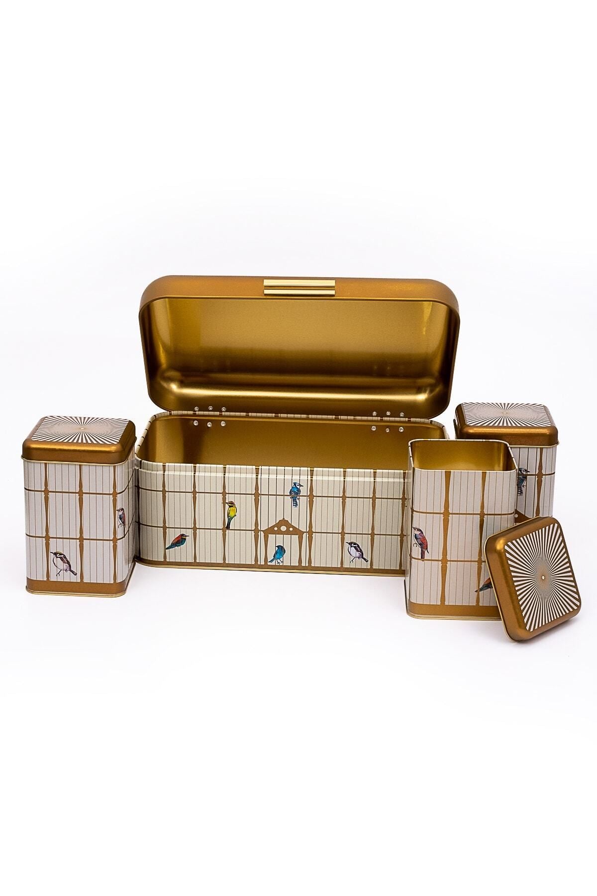 Erb08t7 Menteşeli Ekmek Kutusu 4 Lü Set, Bird Cage
