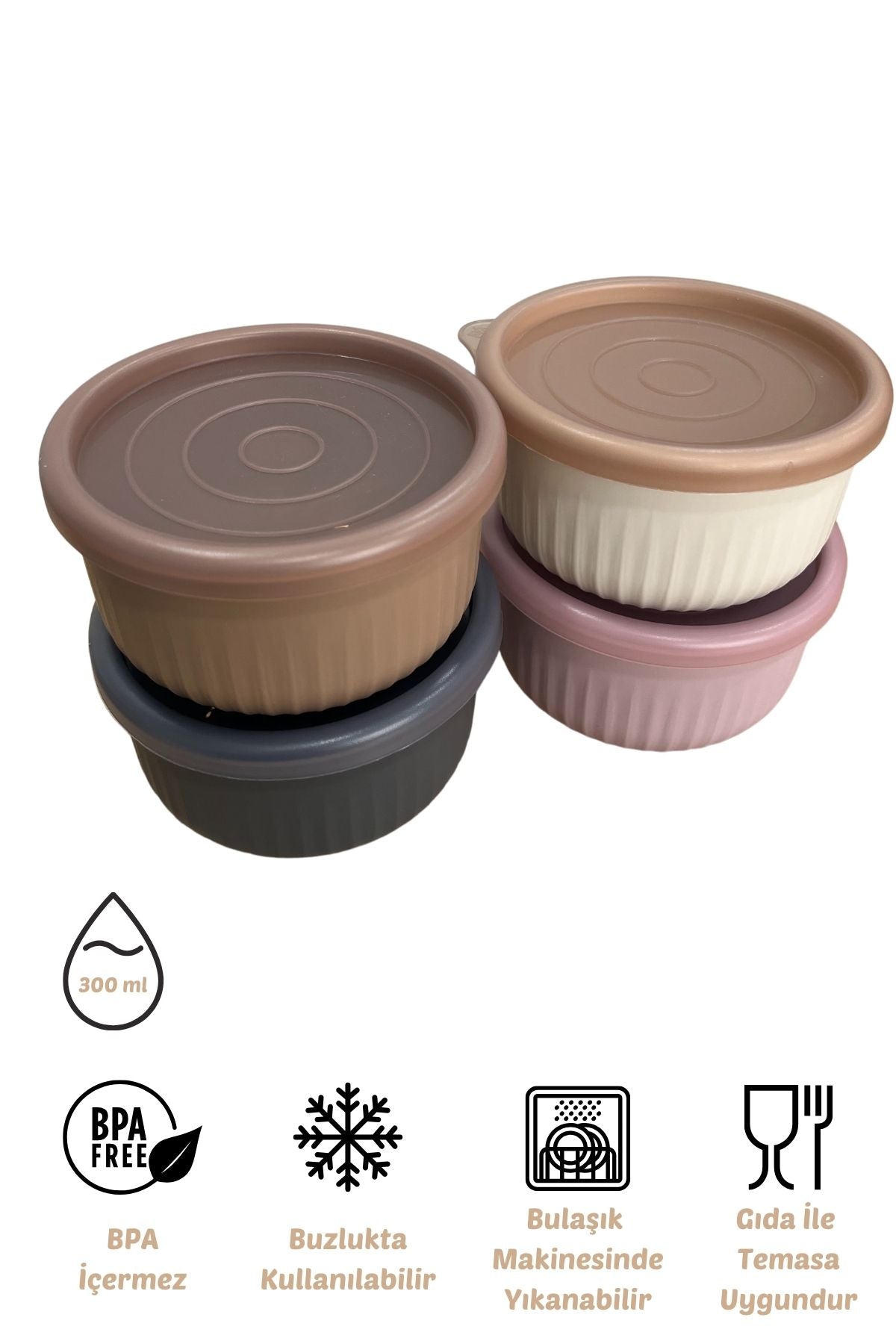 x VipAhmet Vakumlu Saklama Kabı 4'lü Set, 0,30 lt