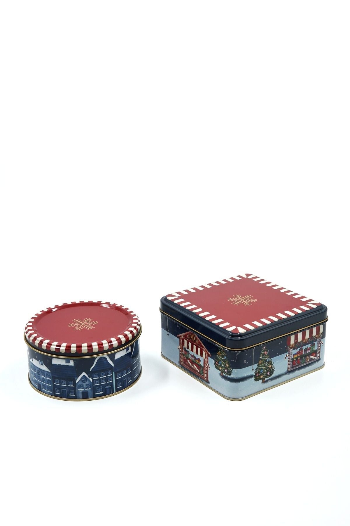 Yılbaşı Temalı 2'li Dekoratif Metal Kutu Seti, Tart Erb526r