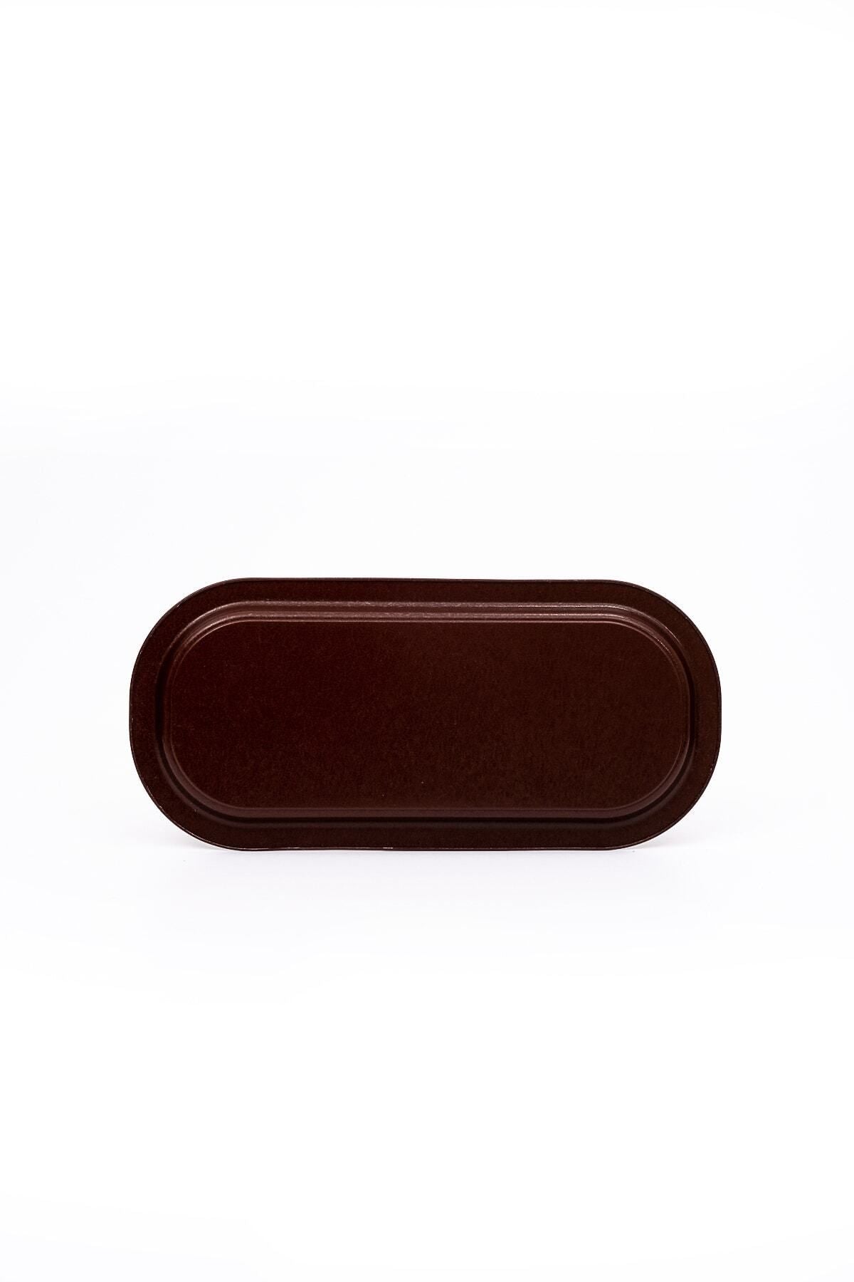 Ee168-8b Elegance Burgundy Desenli Oval Tepsi 16x35 Cm