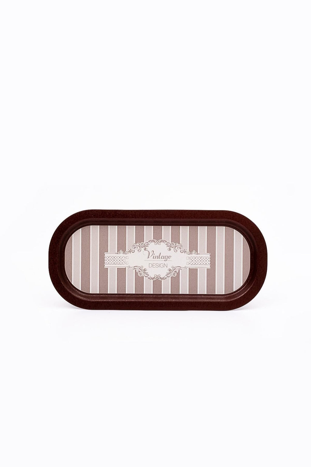 Ee168-8b Elegance Burgundy Desenli Oval Tepsi 16x35 Cm