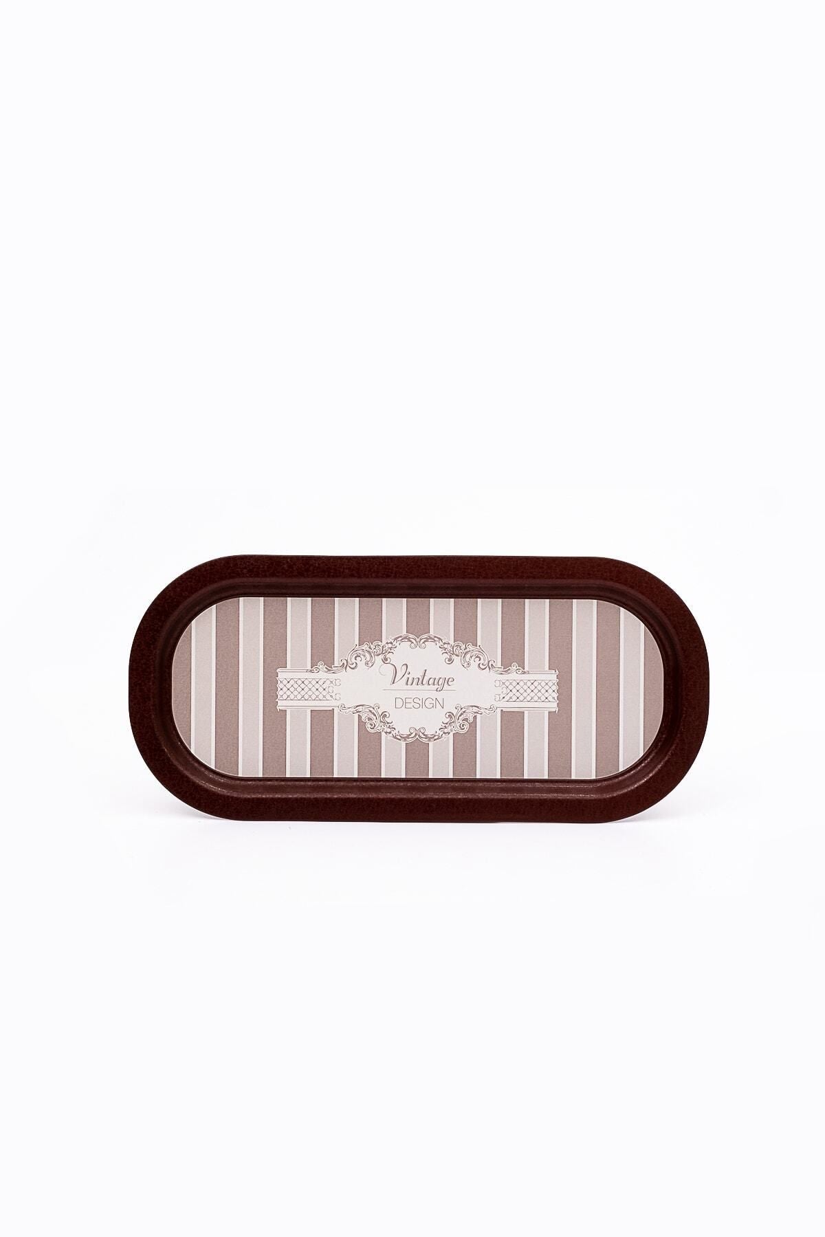 Ee168-8b Elegance Burgundy Desenli Oval Tepsi 16x35 Cm