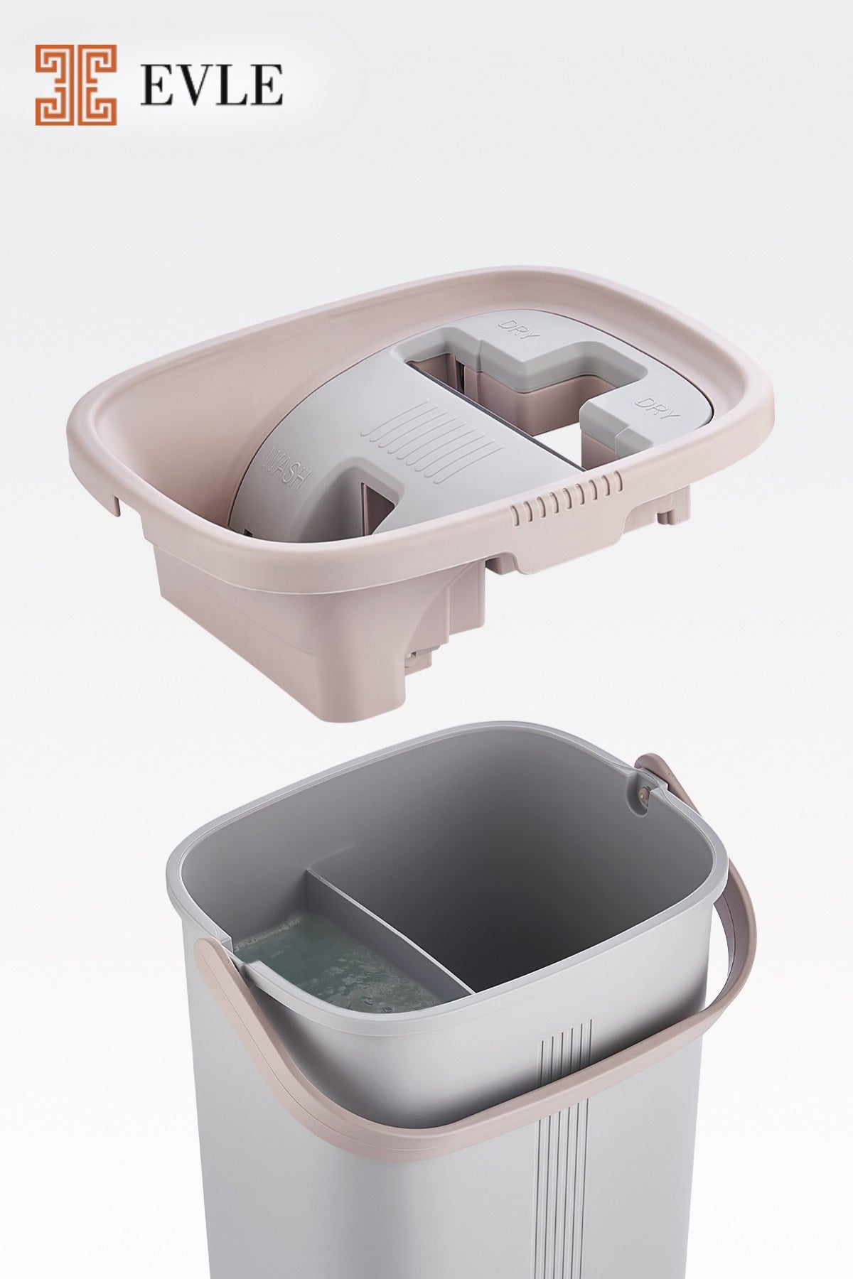 Lavine Premium Flat Mop Seti | Gri, Su Tahliyeli Kova, Paslanmaz Çelik Sap