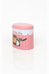 Ef004-e7 Sprinkles Coffee Time Desenli Oval Metal Saklama Kabı 11x15 Cm