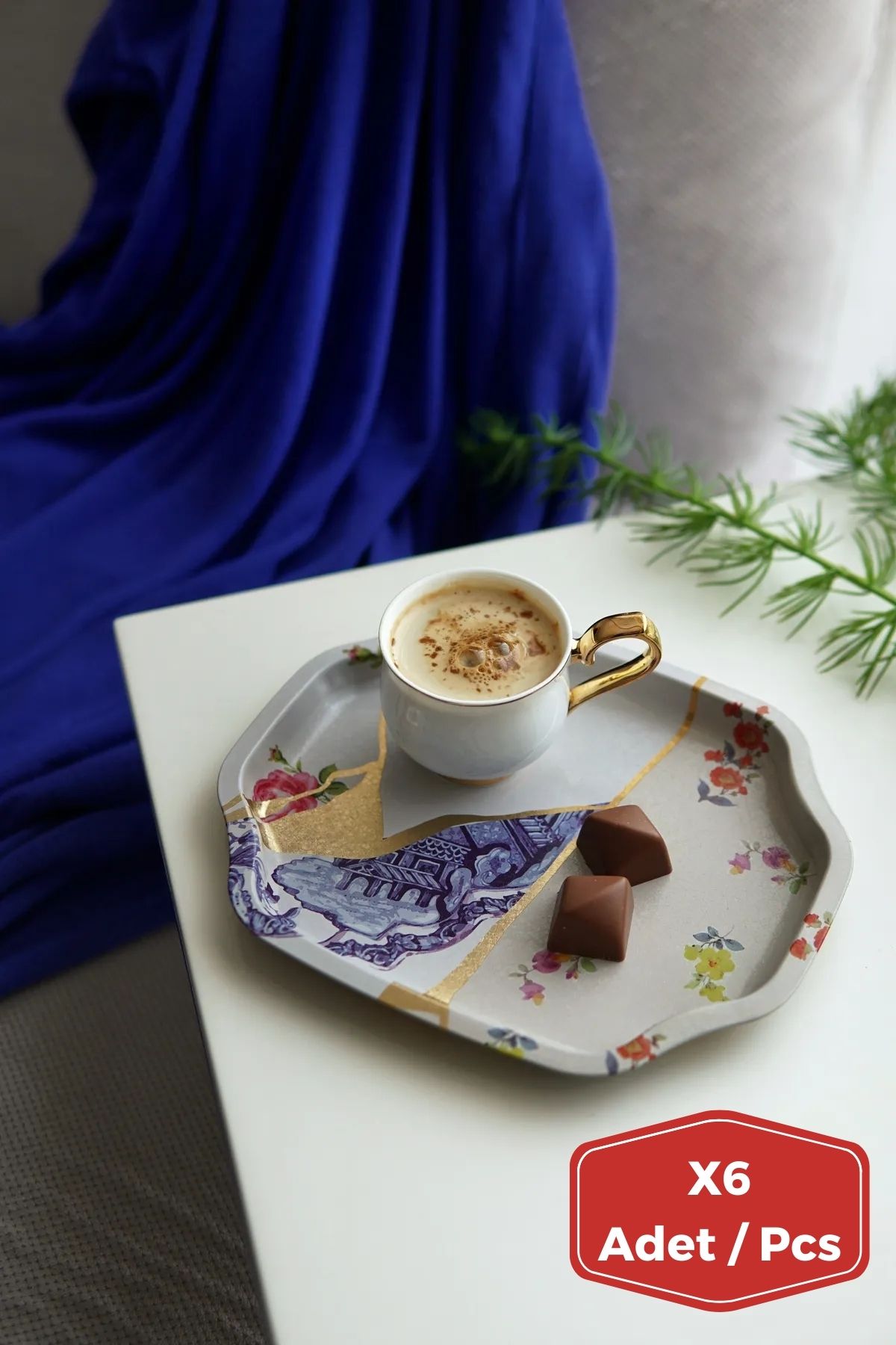Küçük Sekizgen Tepsi Set, 6'lı