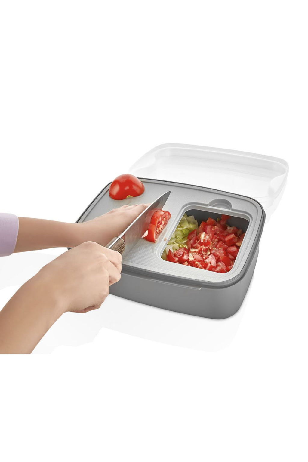 Rendeli Saklama Kabı - Masal Krem Kesme Tahtalı ve Rendeli Şeffaf Bakır Kapak Salata Kabı 4500ML