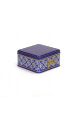 Ef026-93 Turkish Blue_swt Home Desenli Kare Metal Saklama Kabı 16x16 Cm