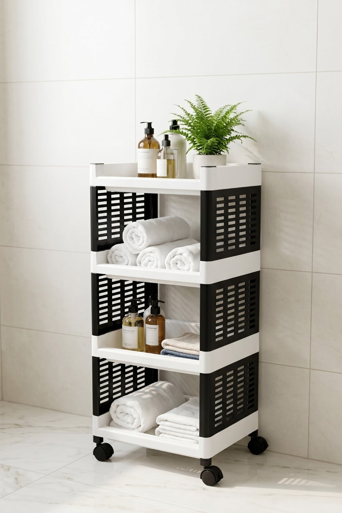 Dempa 4 Katlı Tekerlekli Çok Amaçlı Plastik Düzenleyici Organizer Raf Mutfak Banyo Düzenleyici Raf