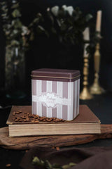 Er205-7a Elegance Coffee Desenli Kare Metal Saklama Kabı 8 X 12 Cm