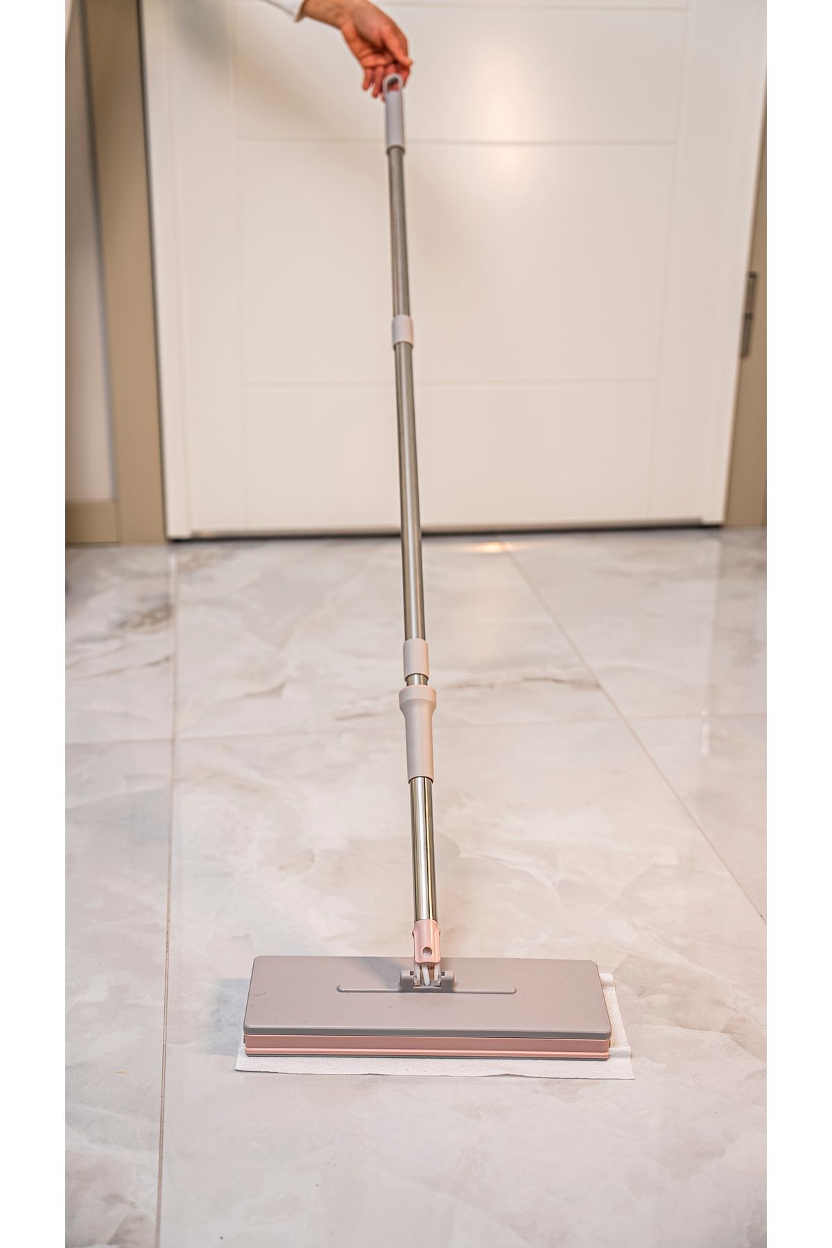 Click Mop, Akıllı Mop Paleti – Paslanmaz Çelik Saplı, Katlanabilir Mikrofiber Temizlik Aparatı