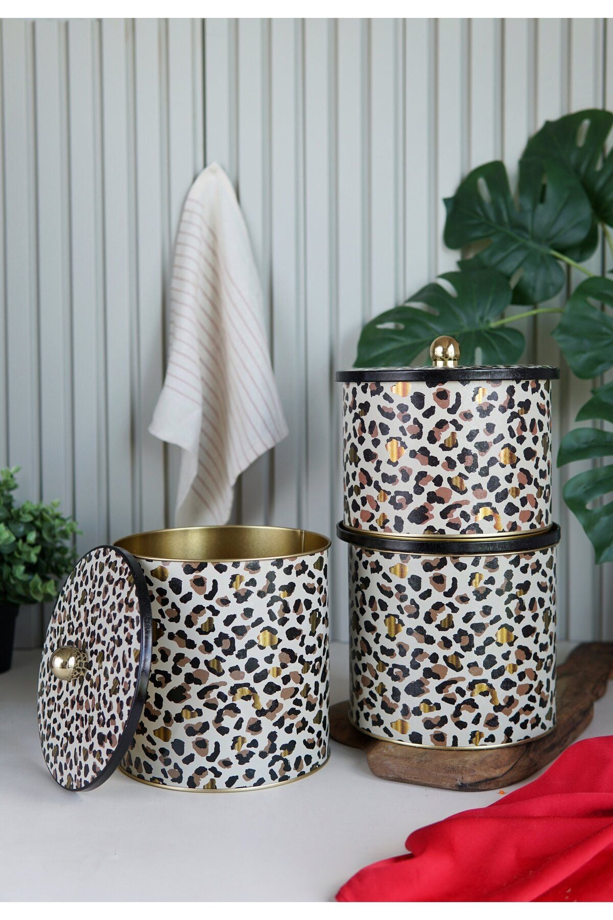 Leo Desenli Metal Saklama Kabı Seti - 3'lü Set (2,9 Lt - 3,5 Lt - 4,1 Lt) ERB31V4