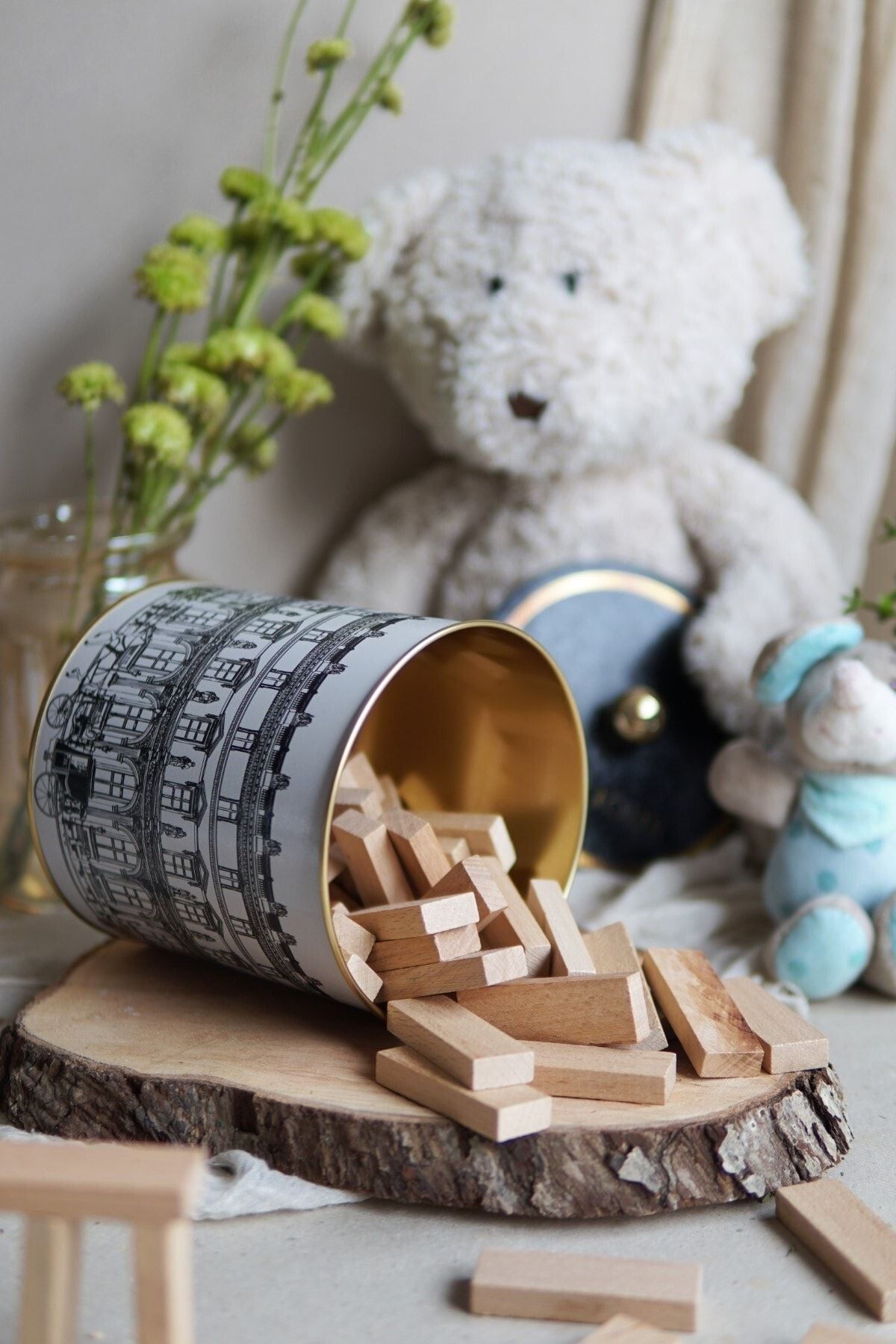 City Desenli Yuvarlak Metal Saklama Kabı, Erzak Saklama Kabı 14 Cm X 15 Cm Er143-4f