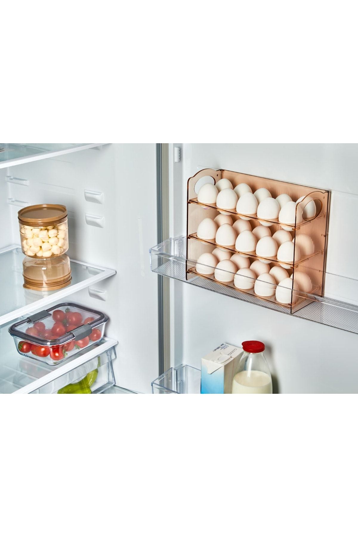 Katlı Yumurtalık 3 Raflı Yumurta Organizeri Şefaf Bakır Vp-081