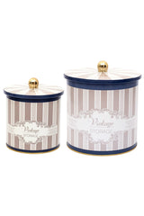 Elegance Desenli Metal Saklama Kabı 2'li Set 2.1 Litre + 4.1 Litre Erb48v5