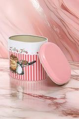 Ef004-e7 Sprinkles Coffee Time Desenli Oval Metal Saklama Kabı 11x15 Cm
