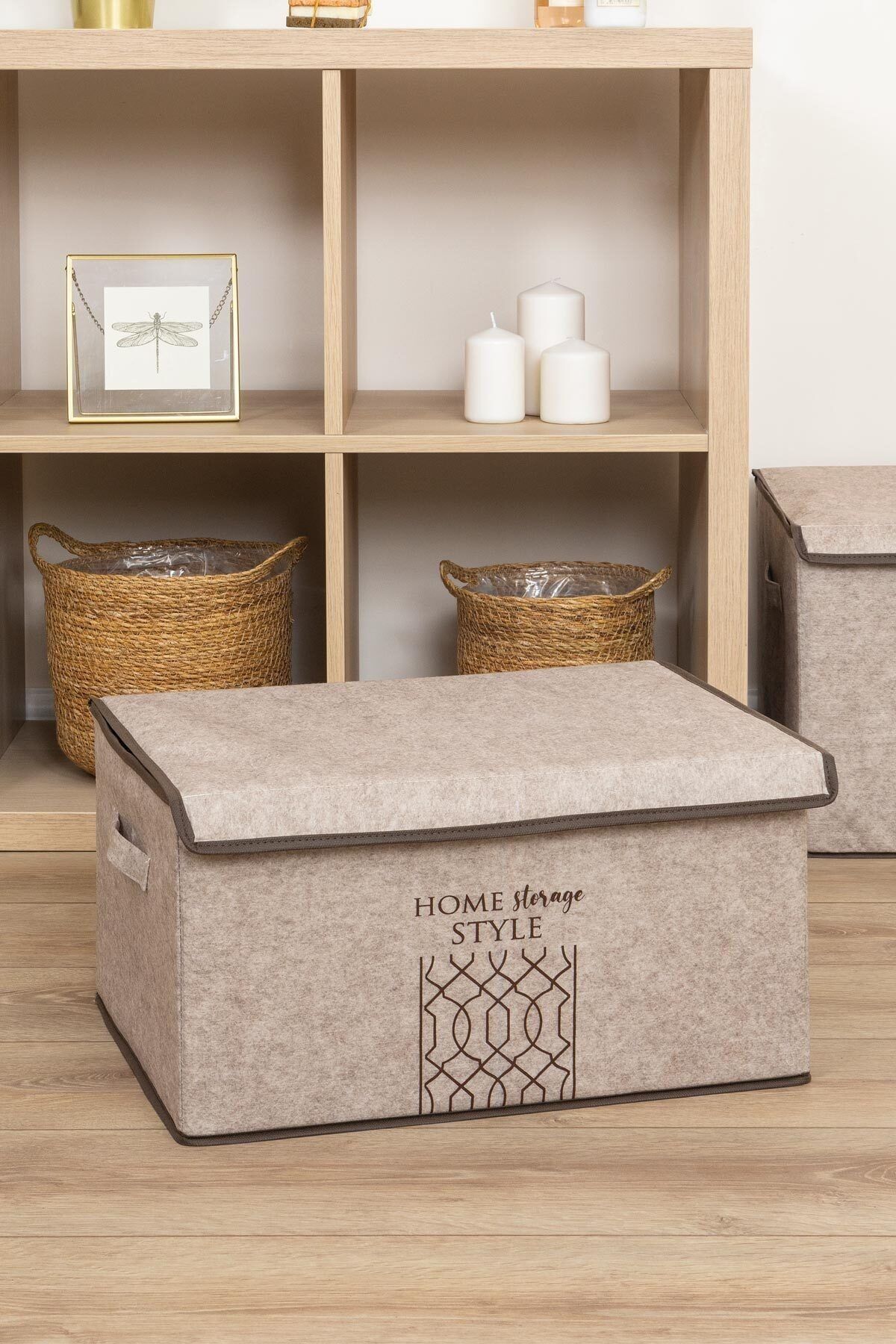 Keçe Kapaklı Maxi Kutu Bej 47 x 37 x 24 cm