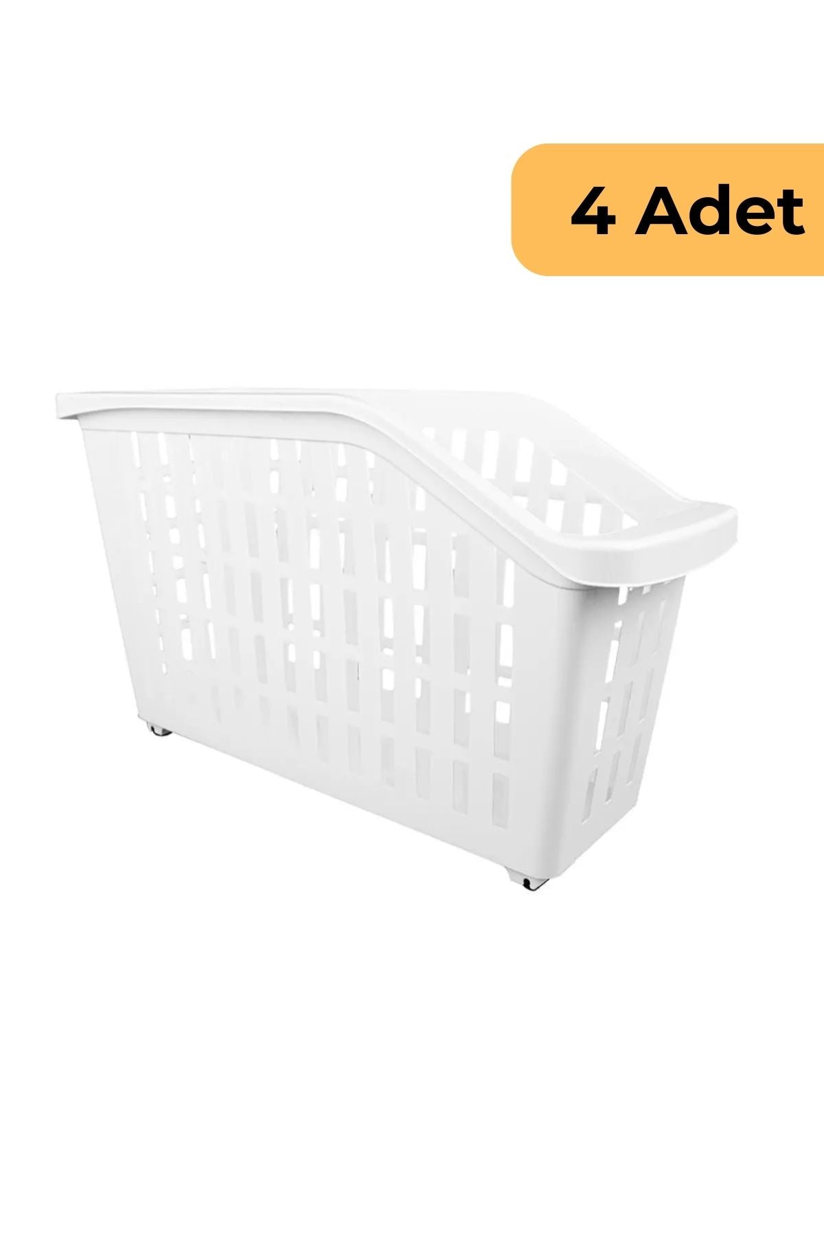 13 L Tekerlekli Düzen. Sepet, 4'lü Set, Beyaz