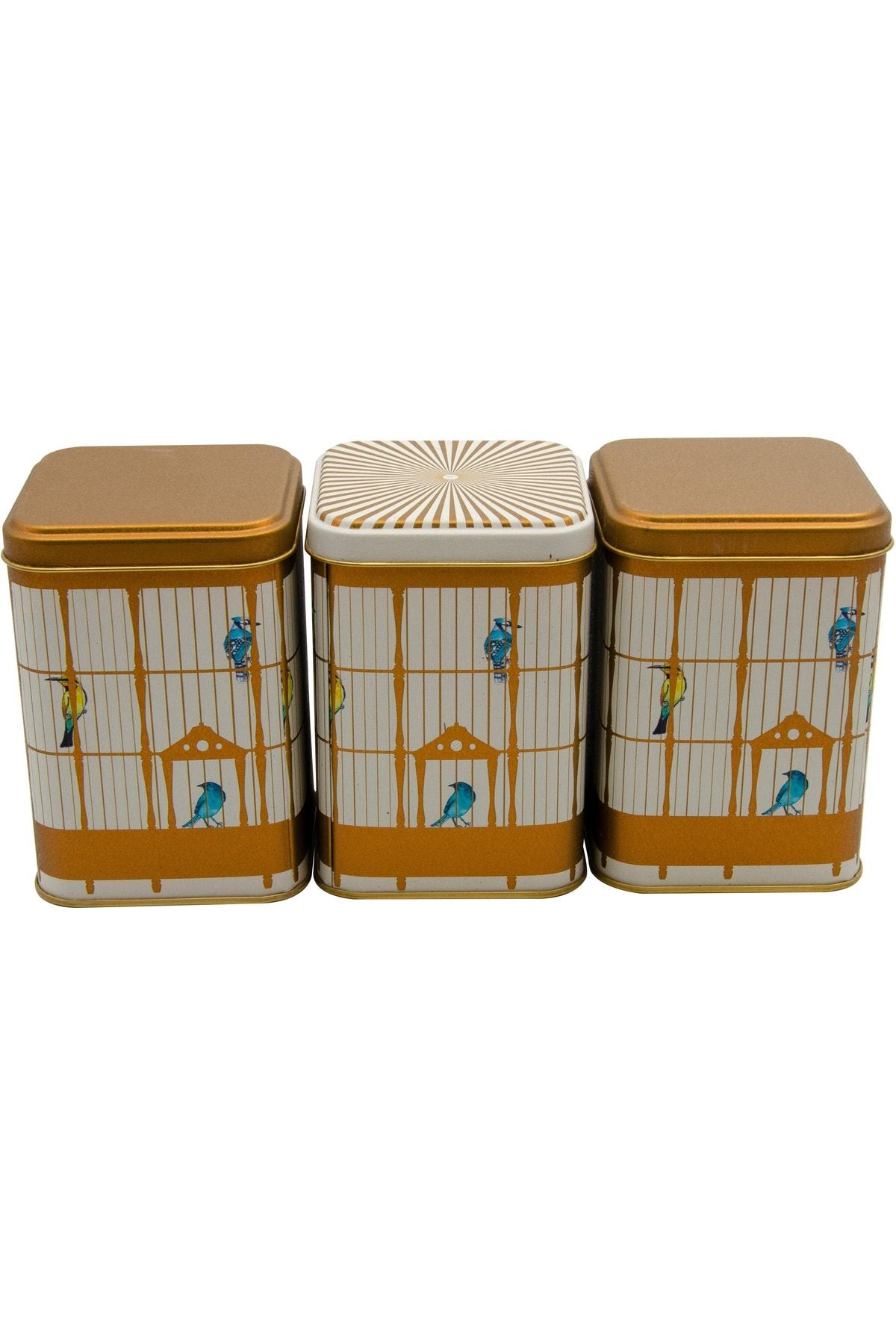 Erb25t7 Kare Metal Saklama Kabı 87x87x125, 3 Lü Set, Bird Cage