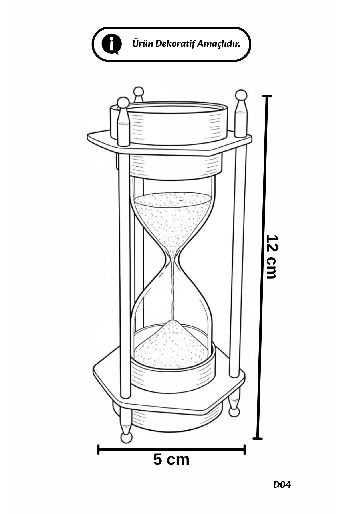 Ahşap Hediye Kutulu Pusulalı Kum Saati 12 cm Eskitme Metal Denizci Çapa Temalı Masaüstü Aksesuar