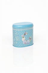 Ef004-d9 Blooming Blue Desenli Oval Metal Saklama Kabı 11x15 Cm